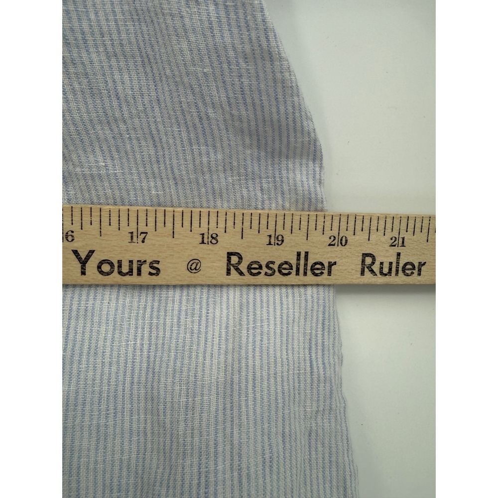 Tahari Dress Womens Medium Blue Striped 100% Linen Short Sleeve Button Up Beach - Picture 6 of 8